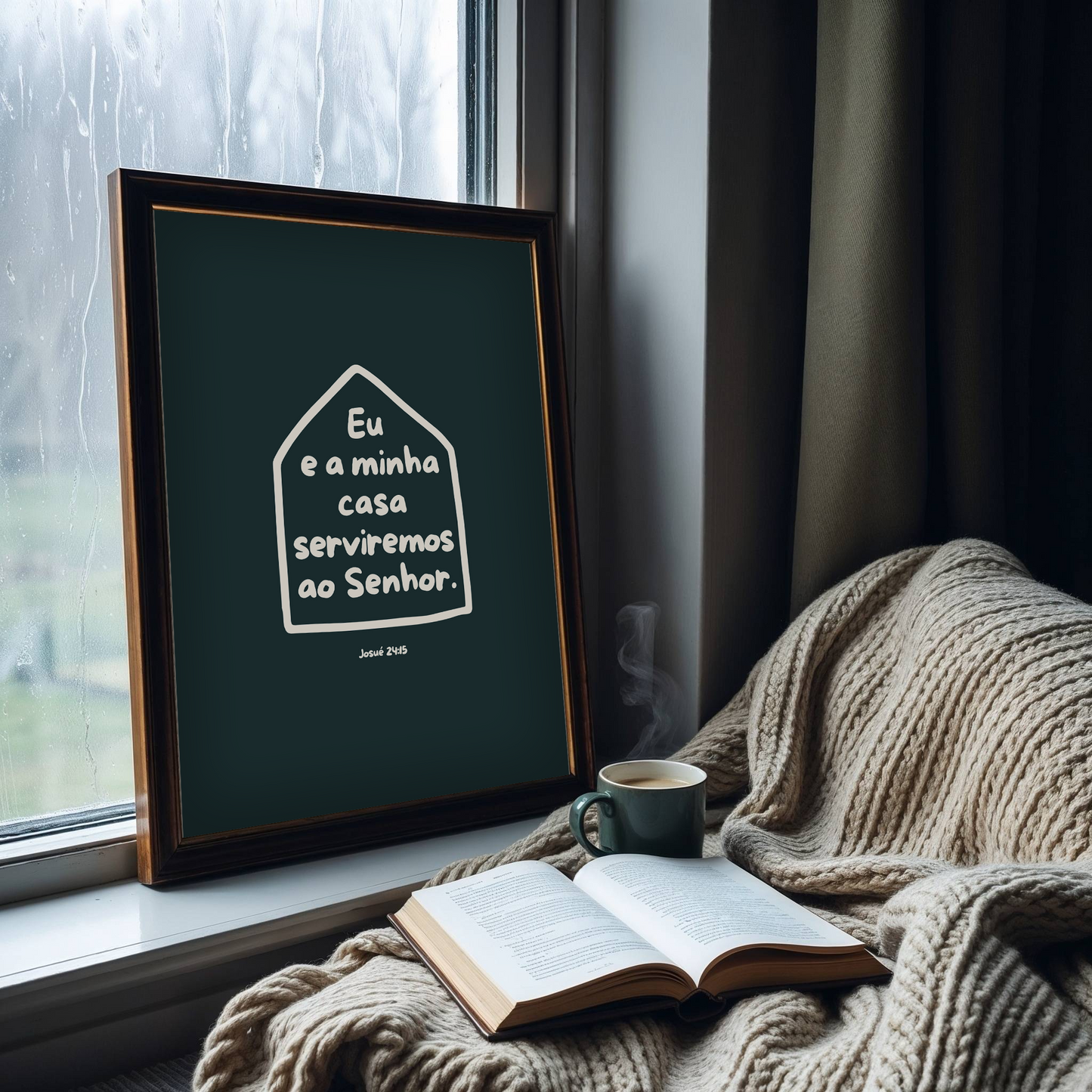 Eu e a minha casa serviremos ao Senhor (Poster) - Azul escuro