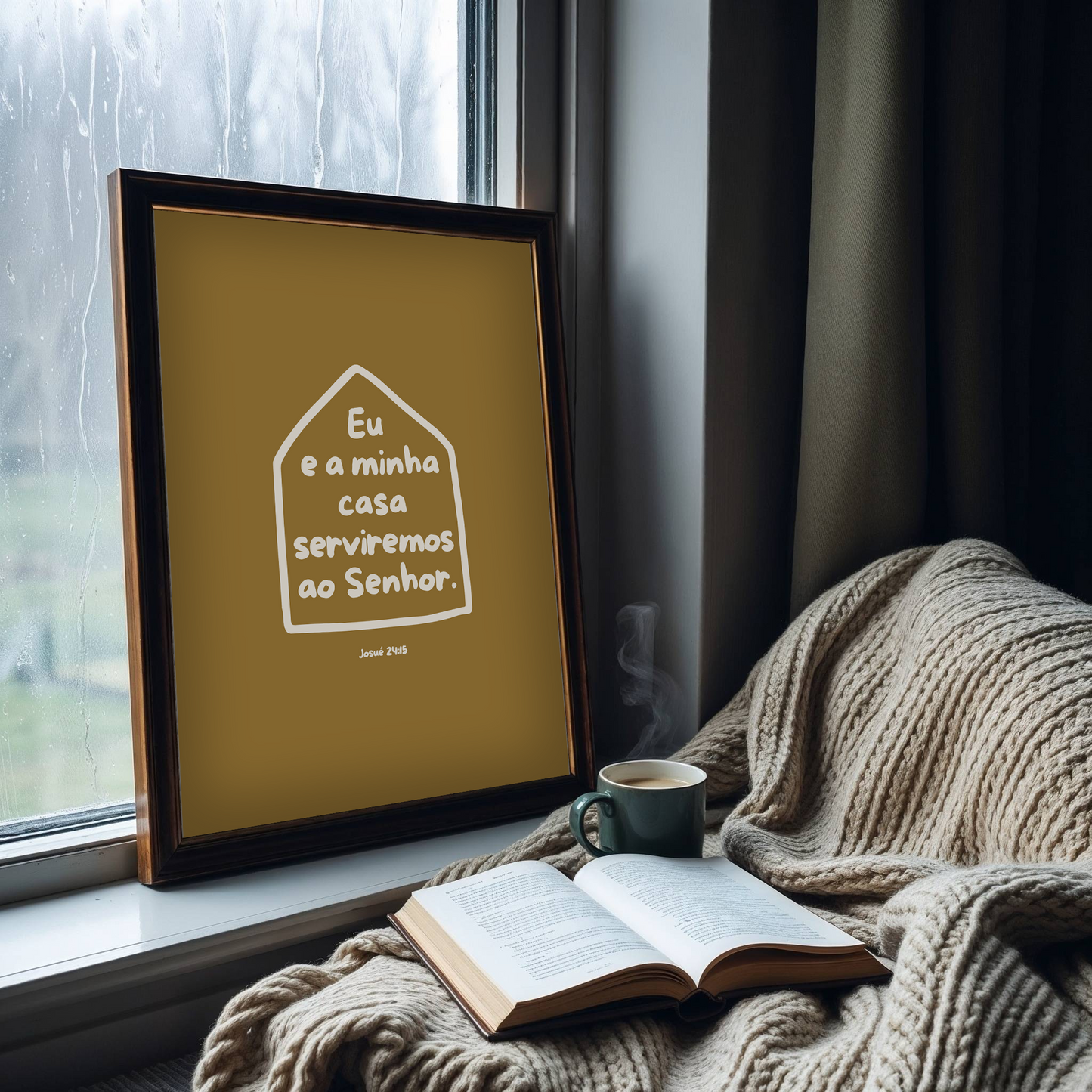 Eu e a minha casa serviremos ao Senhor (Poster) - Cor Mostarda