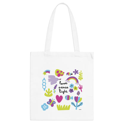 Love Peace Light – Tote Bag (Branco)