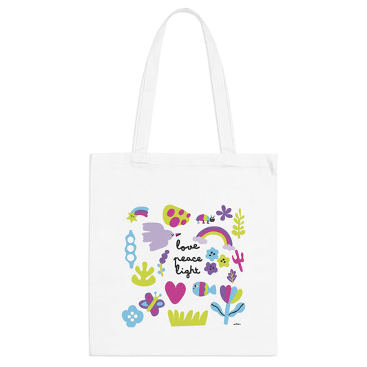 Love Peace Light – Tote Bag (Branco)